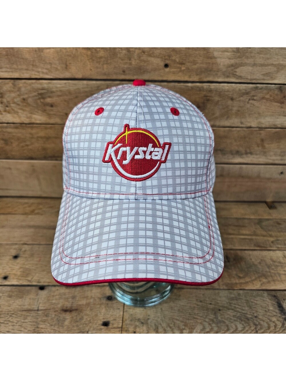 Krystal Restaurants Adjustable Plaid Strapback Hat Cap Cap America